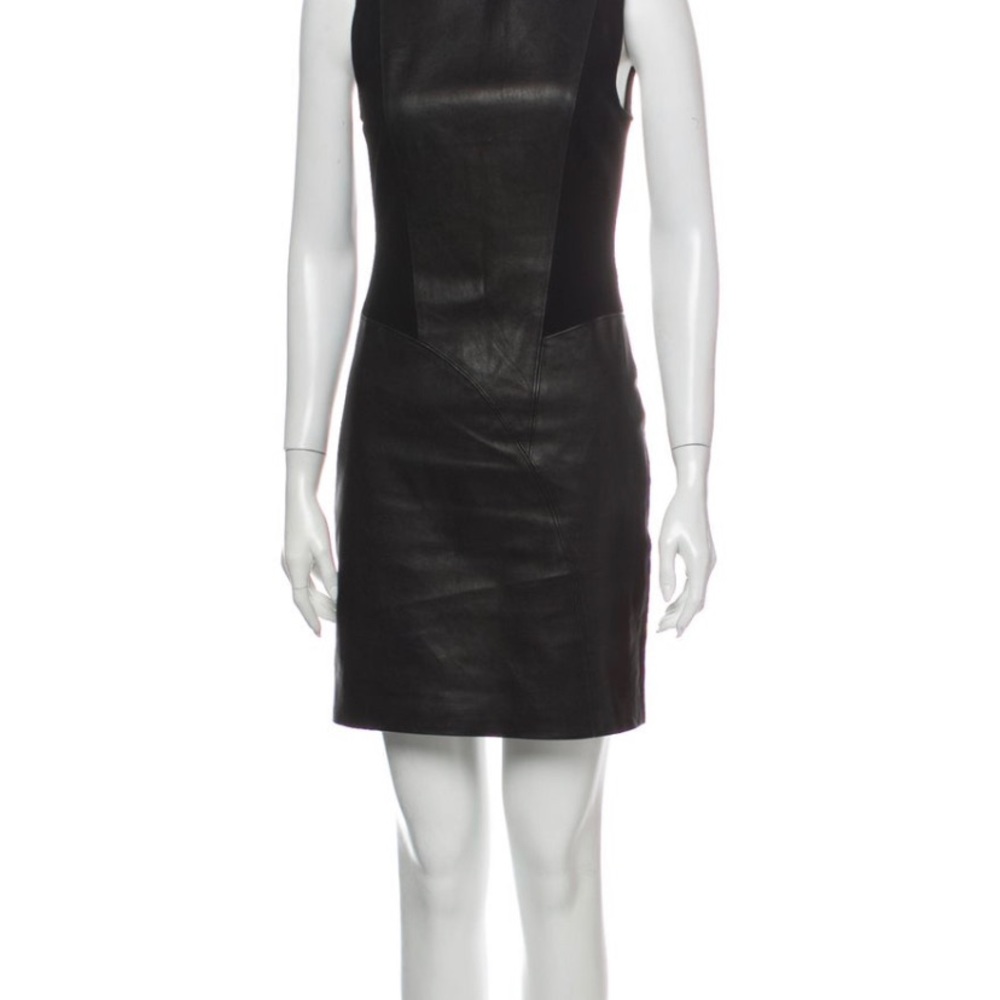 NWT - Theory Black Leather Sheath Dress Size 8
